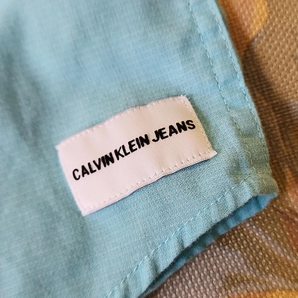 Calvin Klein Boys Button Down Shirt Teal Size Large